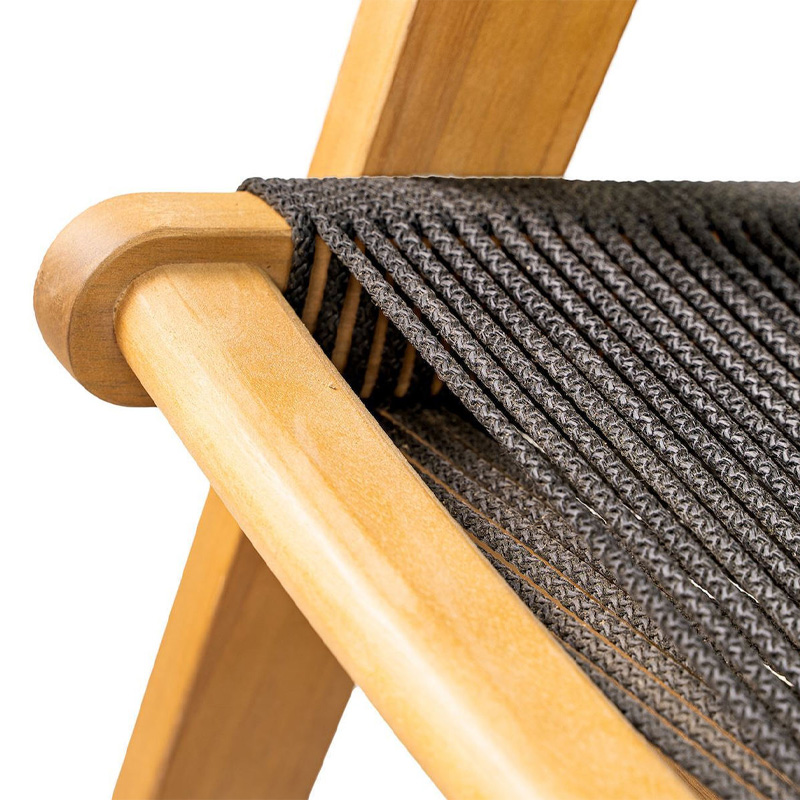COFFEE Living 2-Seat Bench Acacia Natural, Rope Wicker Black