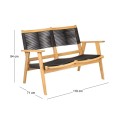COFFEE Living 2-Seat Bench Acacia Natural, Rope Wicker Black