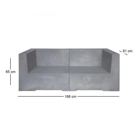 Καναπές κήπου Concrete διθέσιος χρώμα cement grey 166x81x65εκ.