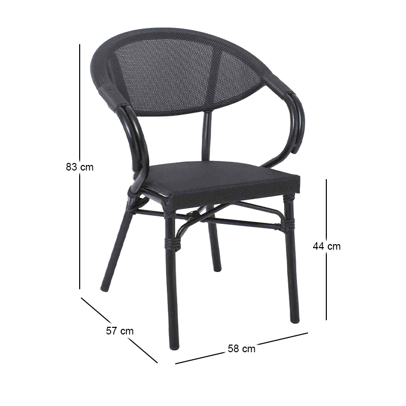 COSTA Armchair Alu Black/Textilene Black