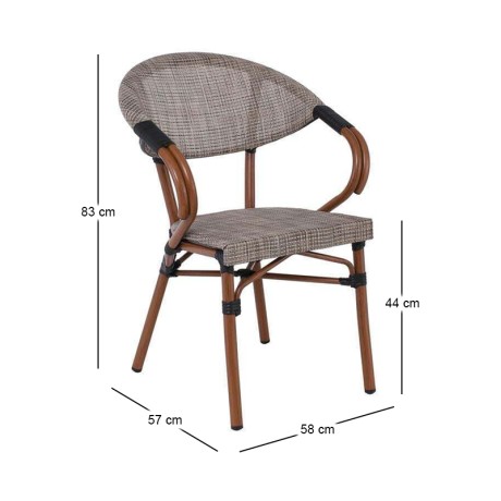 COSTA Armchair Alu Walnut/Textilene Beige