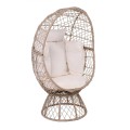 CROWN Egg Leisure Chair, Wicker Beige, Cushion White