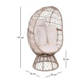 CROWN Egg Leisure Chair, Wicker Beige, Cushion White