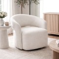 CUBA Revolving Armchair, Teddy White Fabric