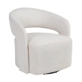 CUBA Revolving Armchair, Teddy White Fabric