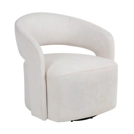 CUBA Revolving Armchair, Teddy White Fabric