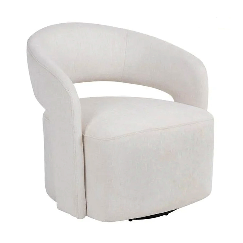 CUBA Revolving Armchair, Teddy White Fabric