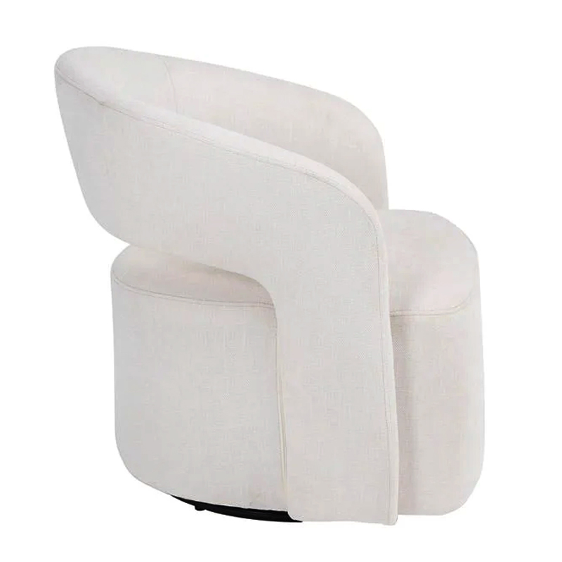 CUBA Revolving Armchair, Teddy White Fabric