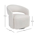 CUBA Revolving Armchair, Teddy White Fabric