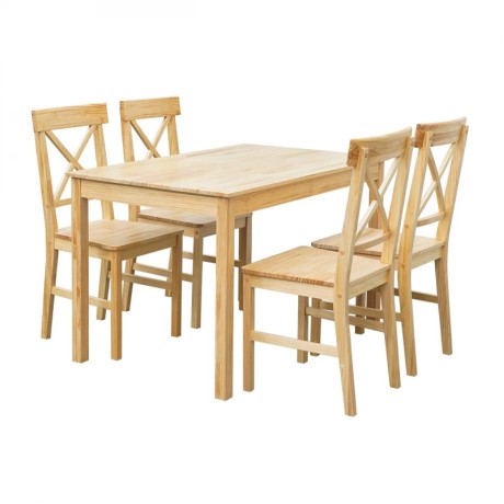 DAILY Set K/D (Table 118x74+4 Chairs) Natural Pine