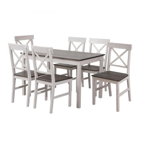 DAILY Set K/D (Table 150x90+6 Chairs) White/Dark Oak