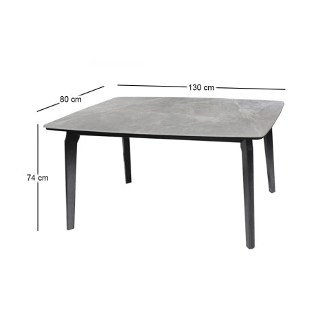 DALIN Table 130x80cm Black Wood/Sintered Stone Grey Marble