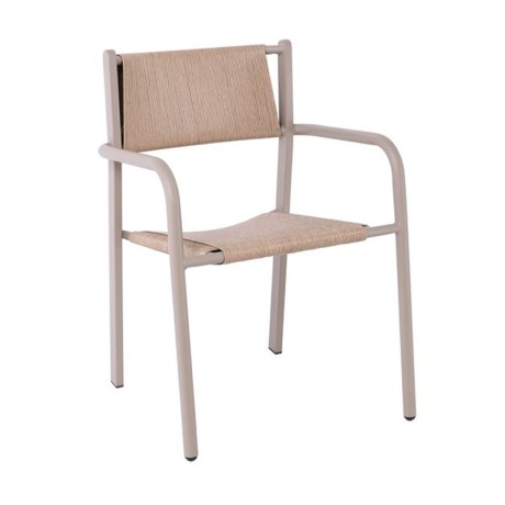 DENVER Armchair Alu, Rope Wicker Beige