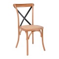 DESTINY Chair Metal Cross, Beech Natural, Rattan Seat
