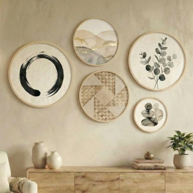 Διακοσμητικό τοίχου Nima Megapap σετ 5 τμχ ξύλινο - Mdf χρώμα φυσικό