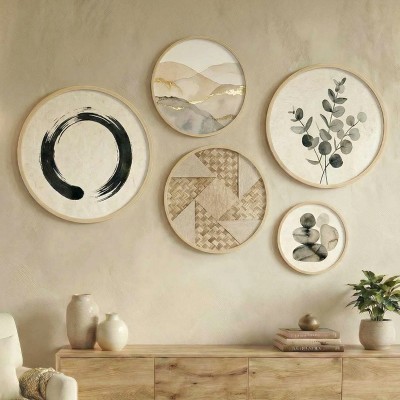 Διακοσμητικό τοίχου Nima Megapap σετ 5 τμχ ξύλινο - Mdf χρώμα φυσικό