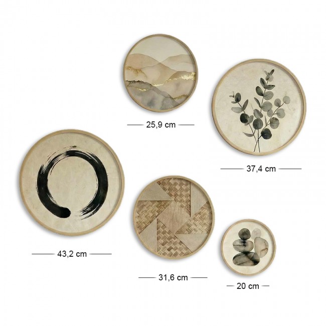 Διακοσμητικό τοίχου Nima Megapap σετ 5 τμχ ξύλινο - Mdf χρώμα φυσικό