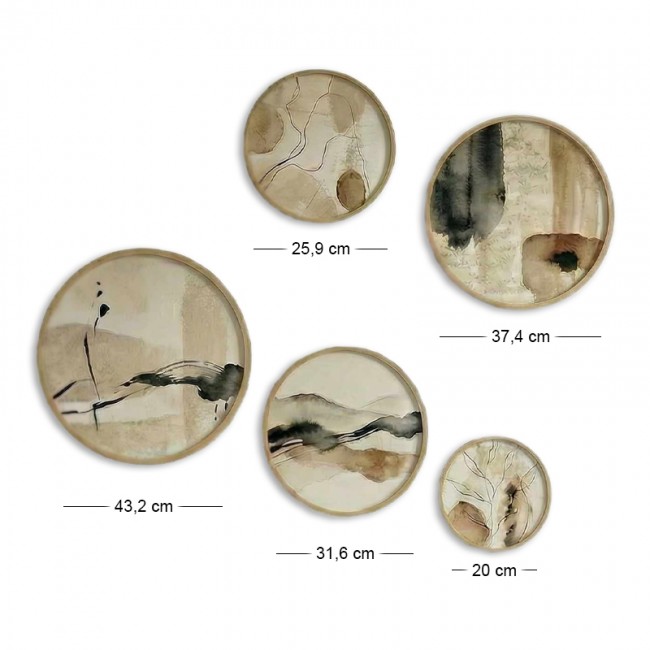 Διακοσμητικό τοίχου Nima Megapap σετ 5 τμχ ξύλινο - Mdf χρώμα φυσικό