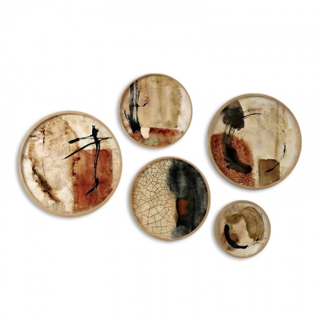 Διακοσμητικό τοίχου Nima Megapap σετ 5 τμχ ξύλινο - Mdf χρώμα φυσικό