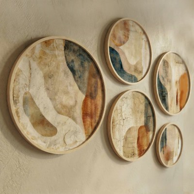 Διακοσμητικό τοίχου Nima Megapap σετ 5 τμχ ξύλινο - Mdf χρώμα φυσικό