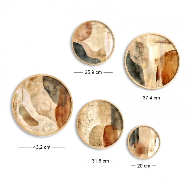 Διακοσμητικό τοίχου Nima Megapap σετ 5 τμχ ξύλινο - Mdf χρώμα φυσικό