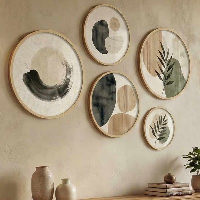 Διακοσμητικό τοίχου Nima Megapap σετ 5 τμχ ξύλινο - Mdf χρώμα φυσικό