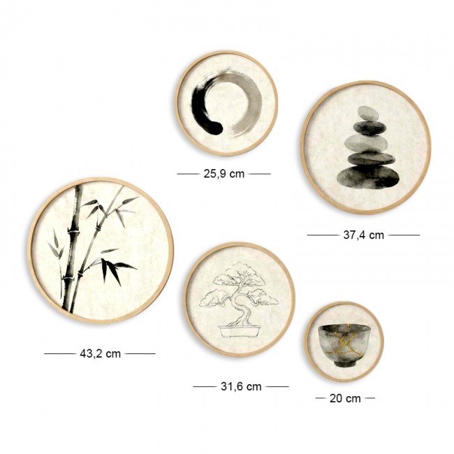 Διακοσμητικό τοίχου Nima Megapap σετ 5 τμχ ξύλινο - Mdf χρώμα φυσικό