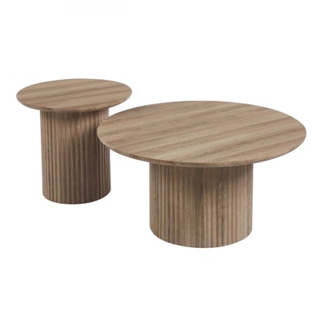 DIAZ Set-2 Coffee Tables D.50cm+D.80cm MDF Sonoma