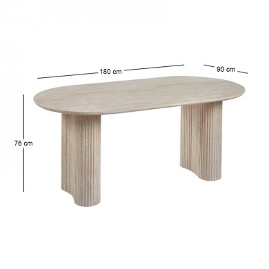 DIAZ Τραπέζι Τραπεζαρίας, ΜDF Απόχρωση Natural Stone 180x90x76cm