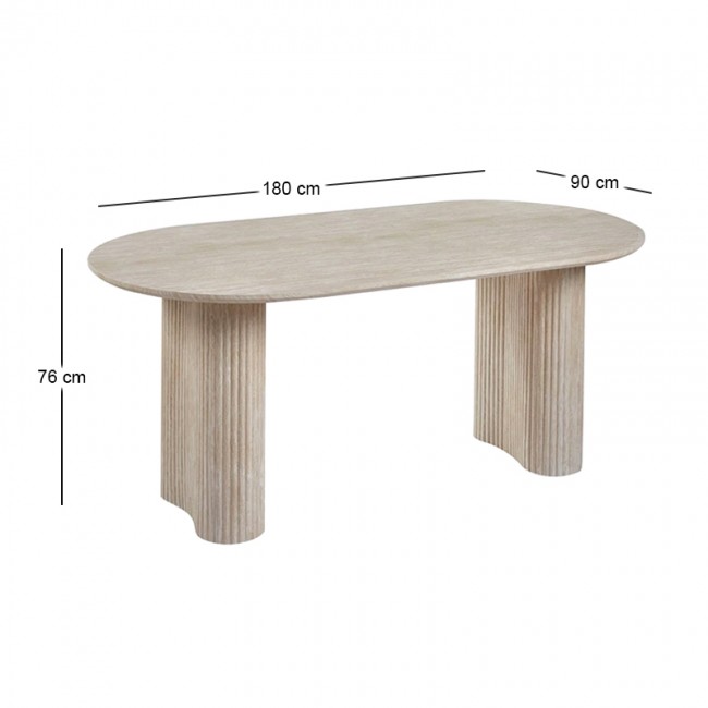 DIAZ Τραπέζι Τραπεζαρίας, ΜDF Απόχρωση Natural Stone 180x90x76cm