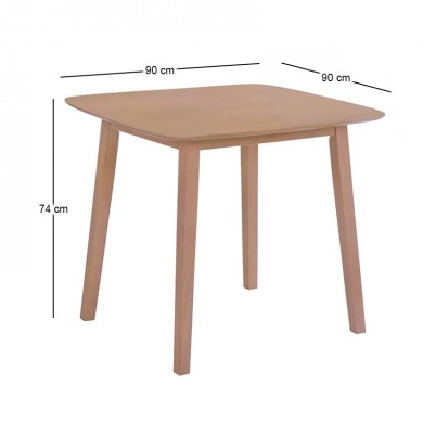 DOM Τραπέζι, Mdf Απόχρωση Oak 90x90x74cm