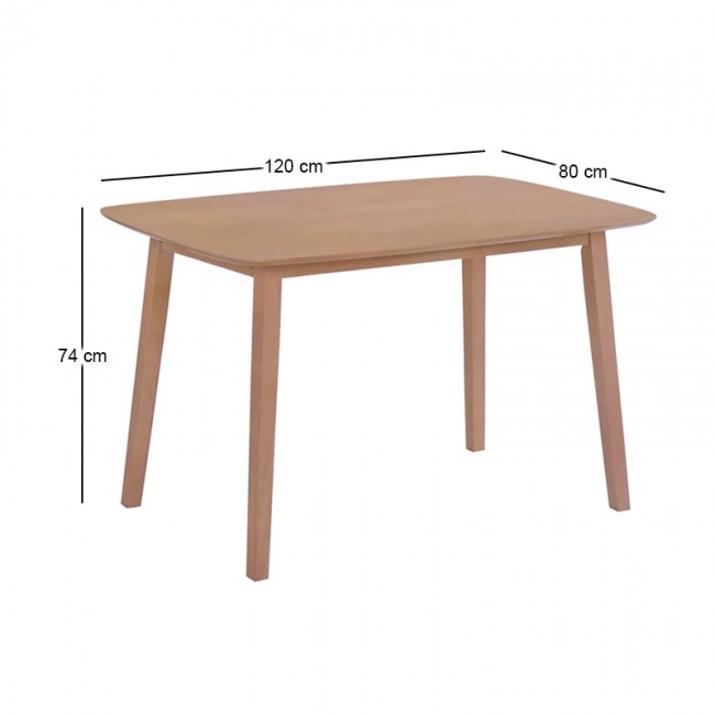 DOM Τραπέζι Τραπεζαρίας, Mdf Απόχρωση Oak 80x120x74cm