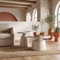 DOS Set-2 Coffee Tables D.50cm+D.70cm Metal White Dot