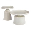 DOS Set-2 Coffee Tables D.50cm+D.70cm Metal White Dot