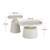 DOS Set-2 Coffee Tables D.50cm+D.70cm Metal White Dot