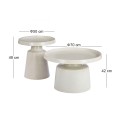 DOS Set-2 Coffee Tables D.50cm+D.70cm Metal White Dot