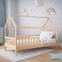 DREAM τ.Montessori Παιδικό Κρεβάτι, για Στρώμα 90x190cm, Ξύλο Πεύκου Απόχρωση Φυσικό 197x97x132cm