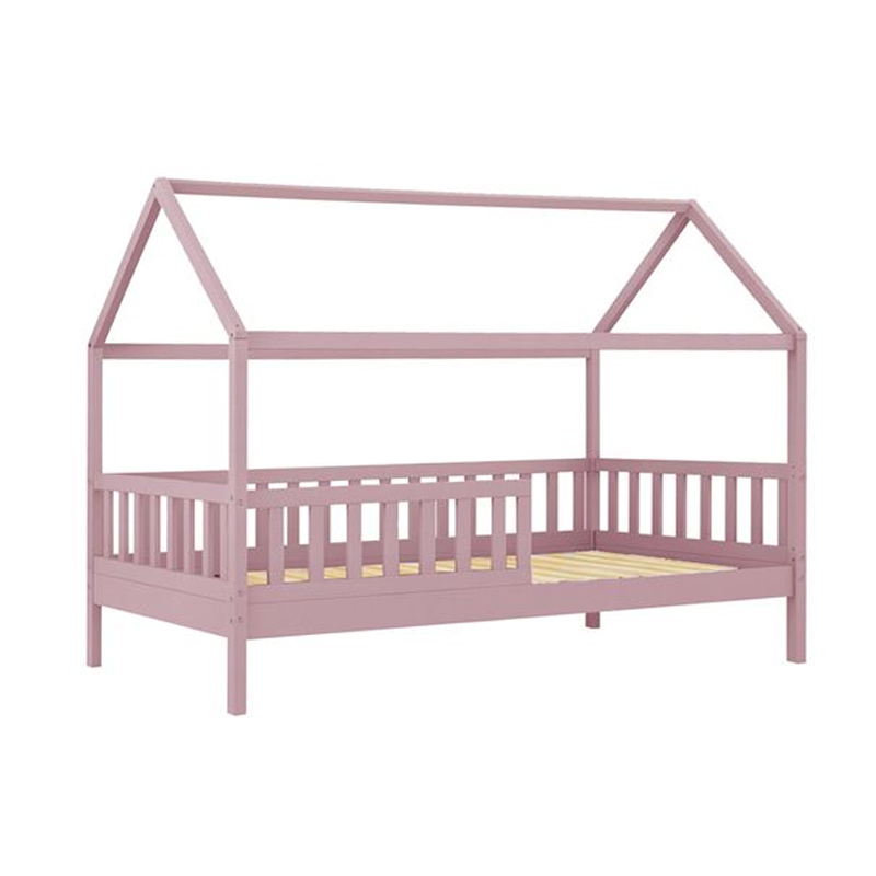 DREAM τ.Montessori Παιδικό Κρεβάτι, για Στρώμα 90x190cm, Ξύλο Πεύκου Απόχρωση Ροζ 197x97x132cm