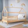 DREAM τ.Montessori Παιδικό Κρεβάτι με Στρώμα 90x190/19cm, Ξύλο Πεύκου Απόχρωση Φυσικό 197x97x132cm