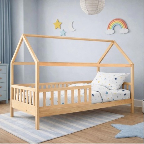 Κρεβάτι παιδικό Dream Montessori ξύλο πεύκου χρώμα φυσικό με στρώμα 90x190/19εκ.