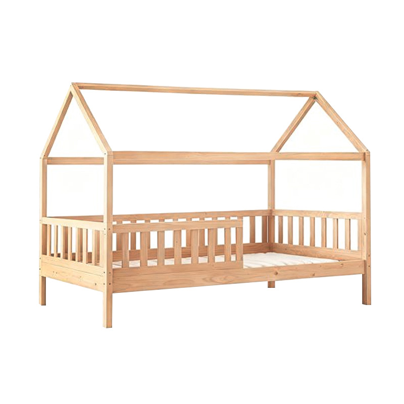 DREAM τ.Montessori Παιδικό Κρεβάτι με Στρώμα 90x190/19cm, Ξύλο Πεύκου Απόχρωση Φυσικό 197x97x132cm
