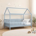 DREAM τ.Montessori Παιδικό Κρεβάτι με Στρώμα 90x190/19cm, Ξύλο Πεύκου Απόχρωση Γαλάζιο 197x97x132cm