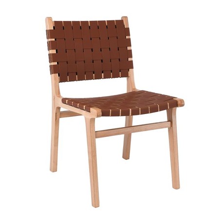 DUNE Chair Natural, Seat-Back Pu Brown Straps
