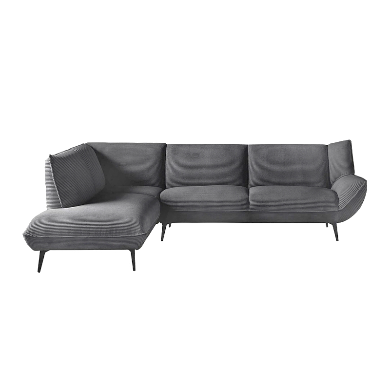 EMERALD Left Facing Corner Sofa Anthracite Corduroy Fabric