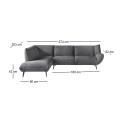 EMERALD Left Facing Corner Sofa Anthracite Corduroy Fabric