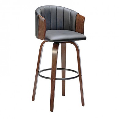 ENZO Σκαμπό Bar Καρυδί, Pu Μαύρο 50x50x78/103cm