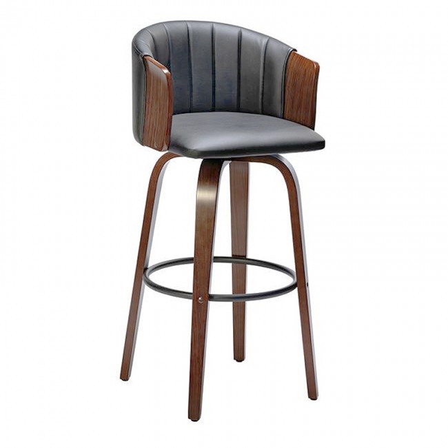 ENZO Σκαμπό Bar Καρυδί, Pu Μαύρο 50x50x78/103cm