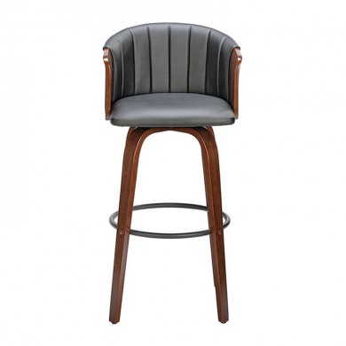 ENZO Σκαμπό Bar Καρυδί, Pu Μαύρο 50x50x78/103cm