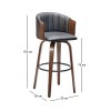 ENZO Σκαμπό Bar Καρυδί, Pu Μαύρο 50x50x78/103cm