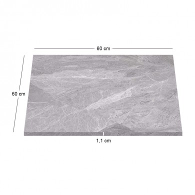 Επιφάνεια Μάρμαρο Sintered Stone, Απόχρωση Grey Marble (MDF για στήριξη βάσης) 60x60cm/11mm